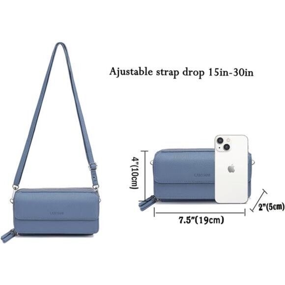 Vegan Leather Crossbody Wallet Purse RFID Small Wristlet Phone Pocket Bag Women - Picture 5 of 7